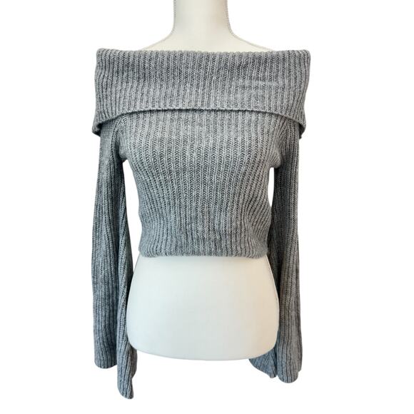 MAVERICK THE COLLECTION Sweater Cropped Size S Off Shoulder Ribbed Knit Cropped - Picture 5 of 10